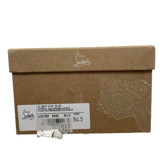 Christian Louboutin CL Logo Moc Lug Sole Leather Loafers Black Size 36.5 - Picture 15 of 15